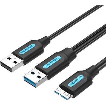 Аксессуар для смартфона Vention Кабель USB 3.0 AM/Micro-B, USB 2.0 AM - 0.5 м