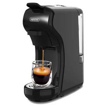 Кофемашина HIBREW капсульная 4 в 1 NESPRESSO/DOLCEGUSTO/чалды/молотый H1A, 1450 Вт, объем 0,7 л, черная