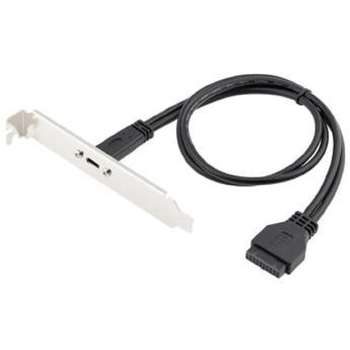 Внутренний шлейф Orient C080, Планка портов в корпус 1xUSB Type-C, USB3.2 Gen1, 20Pin кабель 50см, oem