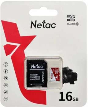 Карта памяти Netac Флеш карта microSDHC 16GB NT02P500ECO-016G-R P500 Eco + adapter