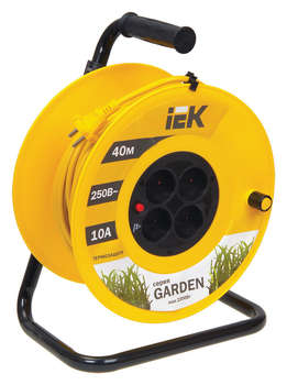 Электрический удлинитель IEK Удлинитель силовой Garden  2x1.0кв.мм 4розет. 40м ПВС 10A катушка желтый