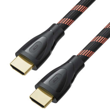 Ноутбук GCR Кабель Premium 2.0m HDMI 2.1, ECO Soft капрон, черно-красный, HDR 4:4:4, Ultra HD, 8K 60Hz/4K*120Hz, 3D, 48 Гбит/с, 3 Х экран с армированием