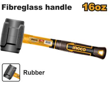 Инструмент INGCO_Handtools Резиновый молоток Ingco HRUH8816,450г, ручка фибергласс, нескольз. HRUH8816