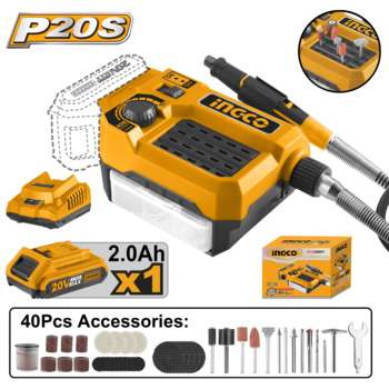 Гравер INGCO_Powertools Аккумуляторный 20В 1хАКБ 2Ач и ЗУ, INGCO CMGLI20011 CMGLI20011