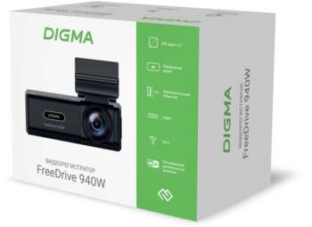 Автомобильный видеорегистратор Digma Видеорегистратор FreeDrive 940W черный 8Mpix 2160x3840 170гр. Allwinner