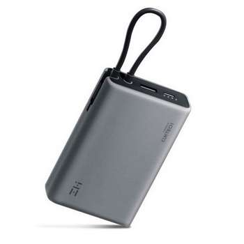 Внешний аккумулятор ZMI 10000mAh Powerbank with build-in Charging Cable P17 Gray